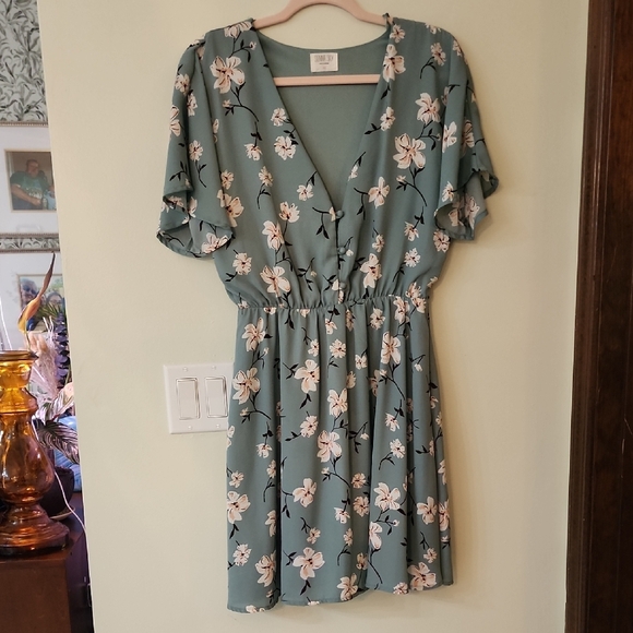 Sienna Sky Green Flutter Sleeve Sundress - Picture 1 of 7